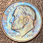 2014-D Roosevelt Dime Beautiful Brilliant Rainbow Toned Coin   #15