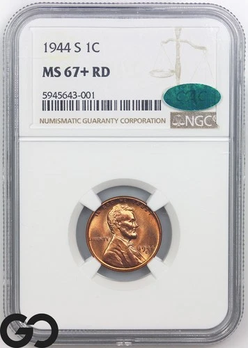 1944-S Lincoln Cent Wheat Penny, RED, NGC MS 67+ RD *Near Flawless*, Gorgeous!