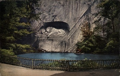Lion Monument Luzern Switzerland vintage postcard k601