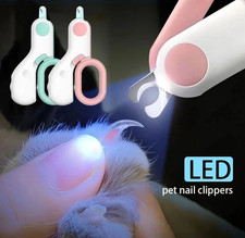 1pc LED Pet Nail Clipper Stainless Steel Grooming Tool with Safety Lock - NEW