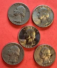 Washington Silver Quarters Lot of  (5) 90% Silver  1934, 1963, and 1964’s