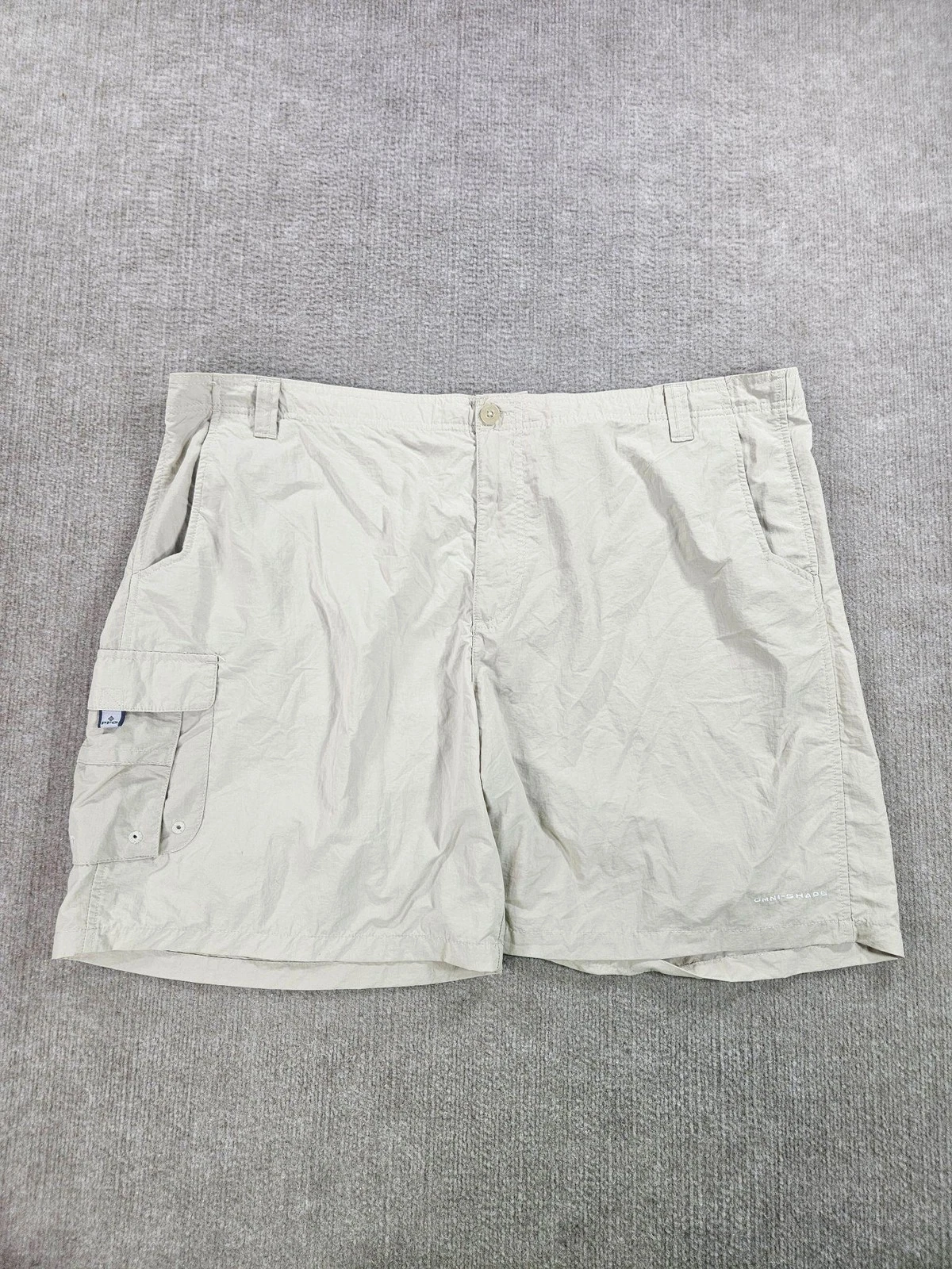 Columbia PFG Cargo Shorts Mens 3XL Beige Omni-Shade Fishing Lined Quick Dry