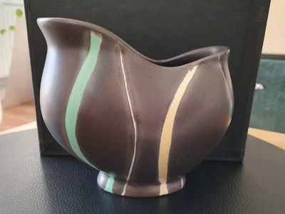 Wächtersbach Vase Pisa Ursula Fesca 50er 60er Mid Century Streifen blau gelb - Bild 1 von 4