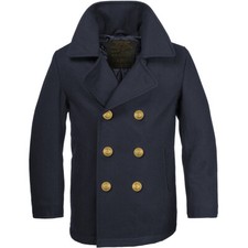 German Army Stile Classico Bw Marine Colani Pea Coat Hombres Peacoat Blu Navy S-