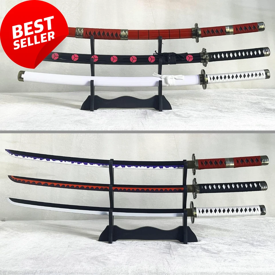 3PC Set Roronoa Zoro Swords with Display Stand, Kitetsu, Wado Ichimonji, Shusui - image 3 of 4