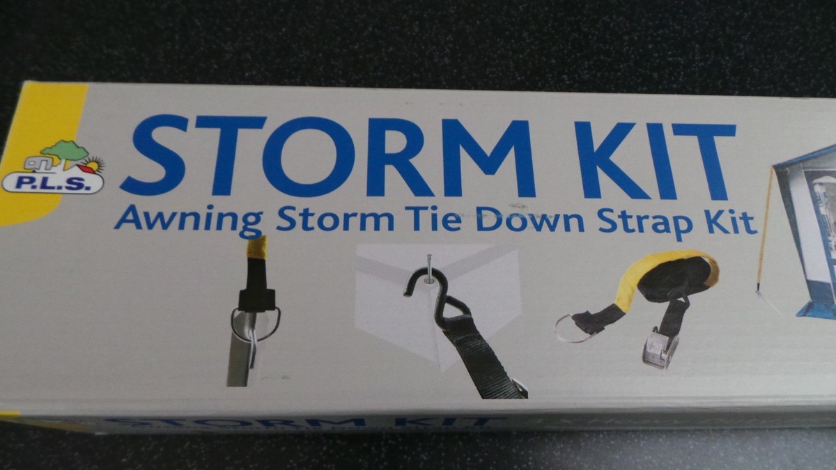 Universal Storm Strap Kit - Tie Down Awning Tent Ratchet Straps and Marquee Stakes