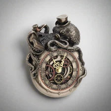 Steampunk Nostradamus Prophet Octopus Clock - Intricate Vintage Nautical Decor