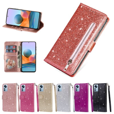 For Xiaomi Redmi Note 12 11 10  Pro 13T Glitter Flip Card Slot Wallet Case Cover