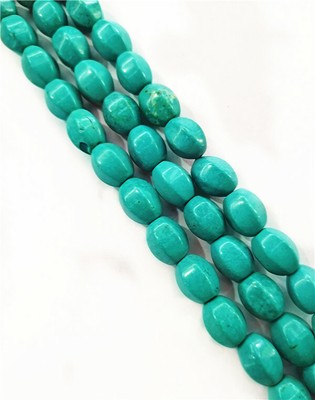 28Pcs/Strand 14x10mm Blue Turquoise Oval Six Angle Rice Beads 15.5'' QQ774