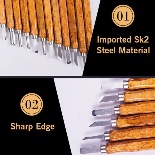 Professional Wood Carving Hand Chisel Tool 12Pcs Set Woodworking Gouges ...