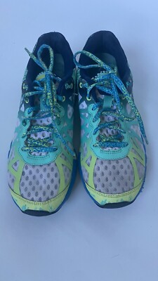 ASICS Gel Noosa Tri 9 Running Shoes T458N Women s US Size 8,5 Blue Green Neon 
