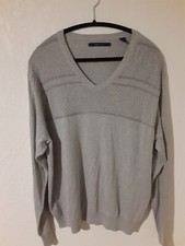 Perry Ellis Men's Cotton Blend Soft Quality V-neck Sweater Top In Gray Size XL