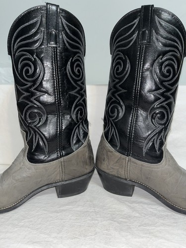 Botas de Vaquero Acme Vintage Estampado Elefante Gris Para Hombre Cuero Talla 10.5 D - Imagen 3 de 8