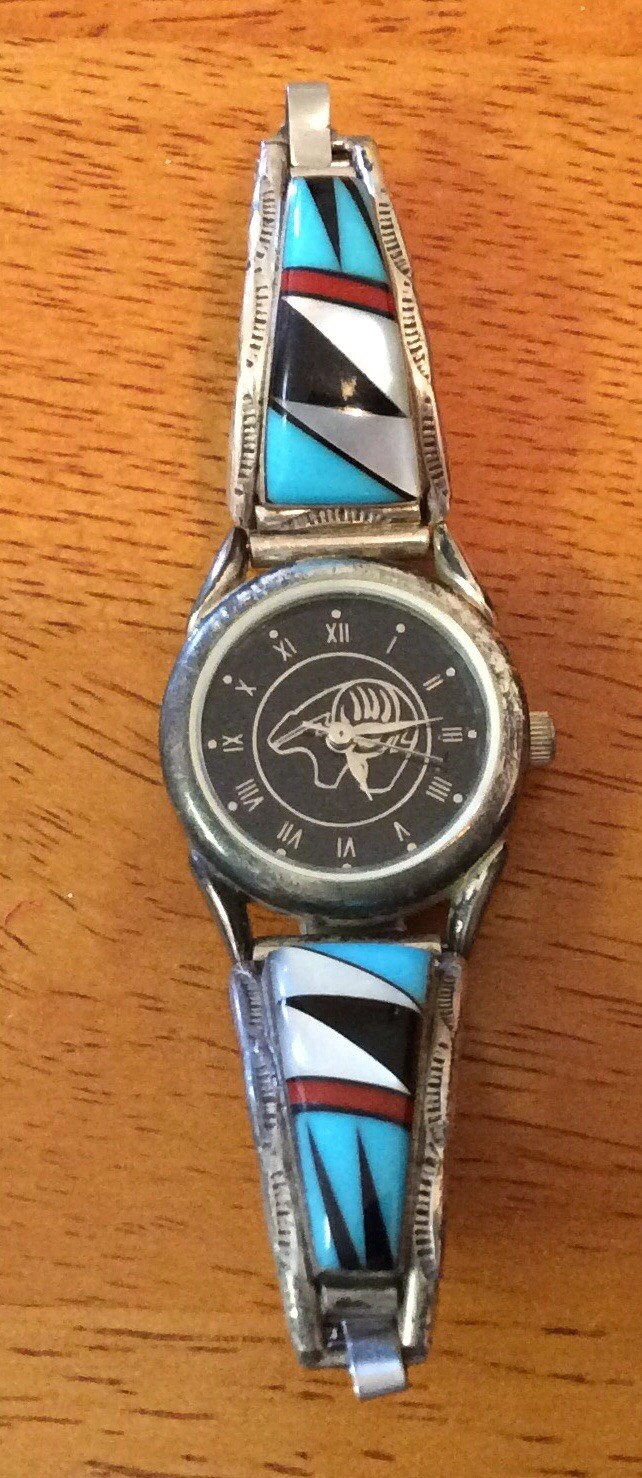 Ladies Donald Douglas DD Vintage Bear Face Design Sterling Silver Watch Band