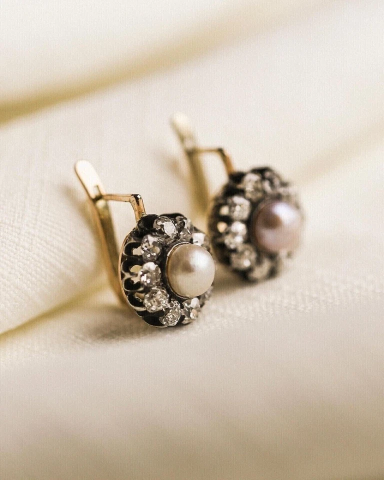 Natural Pearl 2.25Ctw Round Cut Russian Women's Stud Earring 925 Sterling Silver - Image 4 of 4