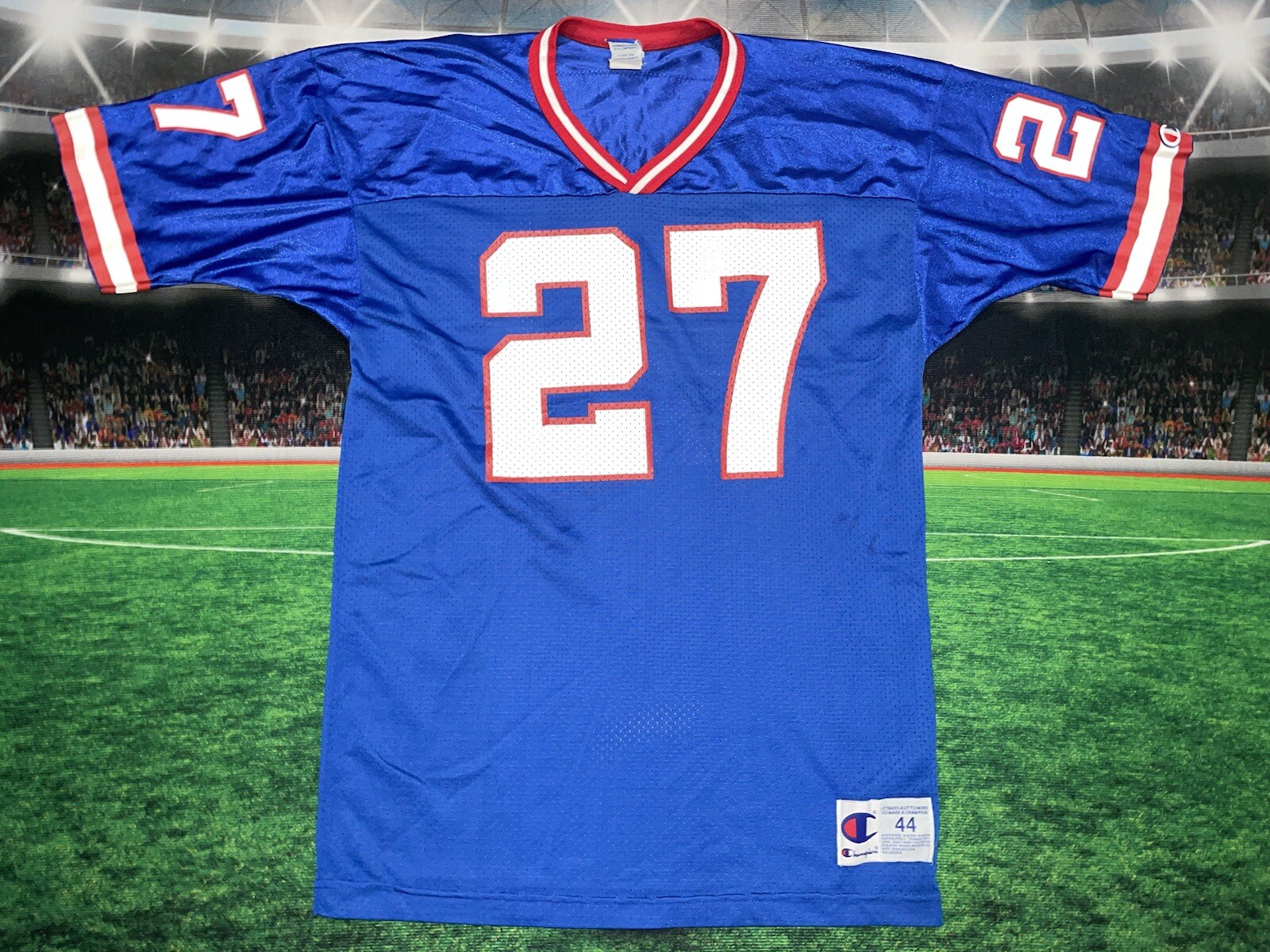 Vintage Rodney Hampton #27 New York Giants Football Champion Jersey Sz 44 Used