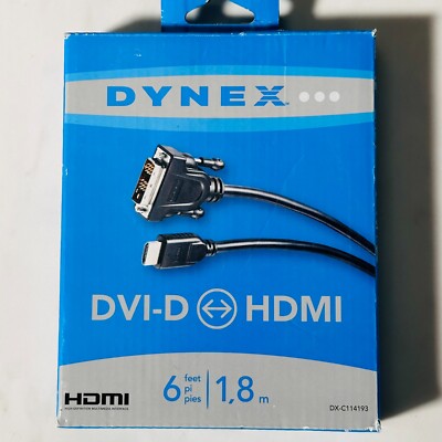 Dynex DVI-D to HDMI DX-C114193 6 Feet Computer TV Video Cable Black NIB