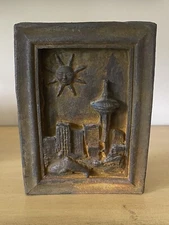 Seattle Art Brutalist Raised Relief Hanging Sculpture Space Needle Skyline OOAK