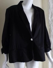 NWT Chico's Sz 3 XL 3/4 Sleeve Gathered Polished Black Unlined Blazer Jacket