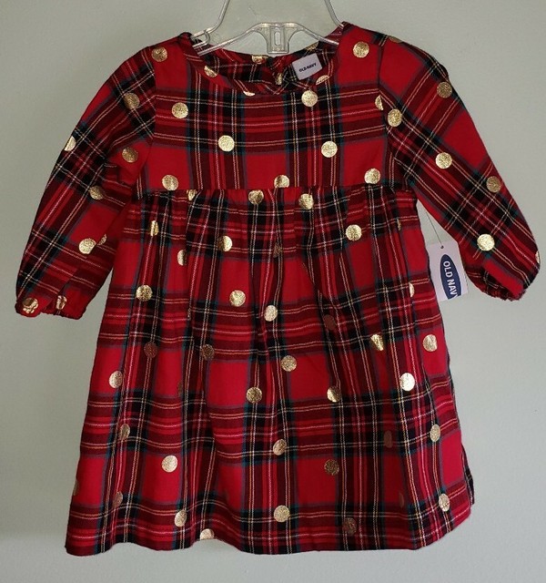 NEW Old Navy Baby Girls 03 36 1218 MONTHS Red Plaid Christmas Dress