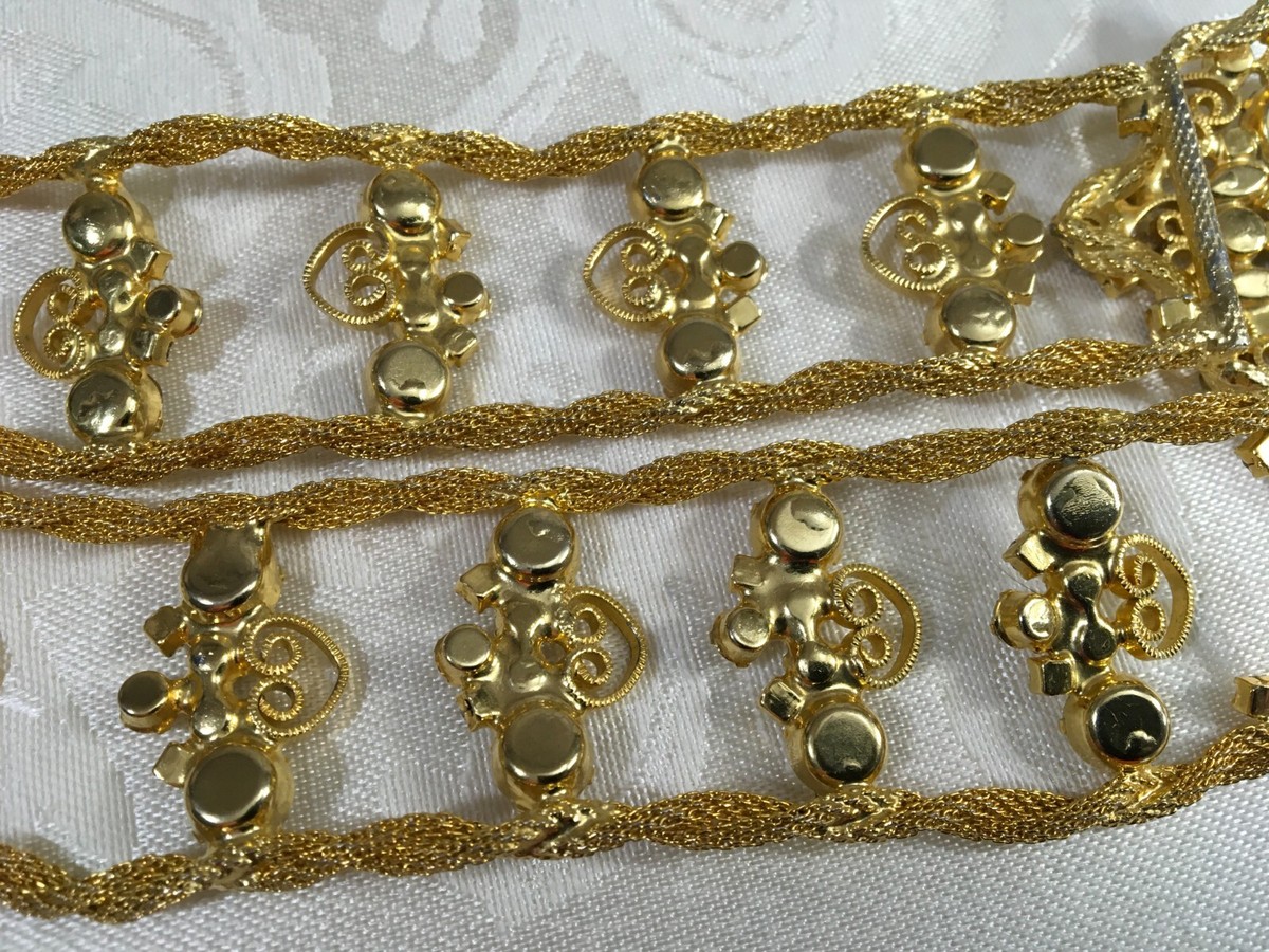 Vtg 60s 70s JULIANA D&E Vintage Gold tone Twisted Mesh Metal  & Rhinestone Belt VTG  main image 2