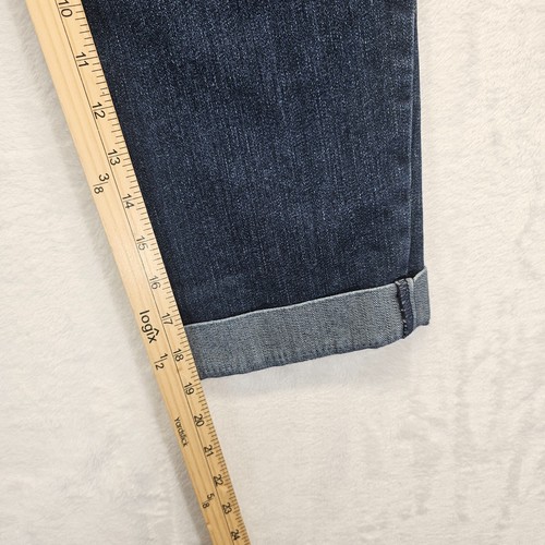 White House Black Market Blanc Jeans Womens Sz 2 Cuffed Crop Low Rise Blue WHBM - Imagen 8 de 10