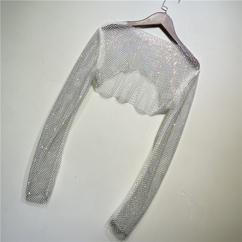 Tall Crop Top Transparent Noir À Sequins | Tall | PLT FR