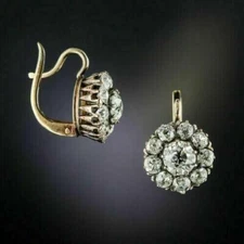 2.80Ct Art Deco Style Round Cut Diamond Engagement Wedding 14k Gold FN Earrings