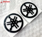 2X CHROMED BLACK 55MM FORK FUEL TANK FAIRING EMBLEM LOGO STICKER FOR R1 R3 R6 R7