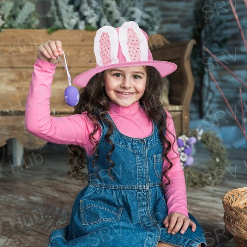 56cm Easter Top Hat Basket Rabbit Bunny Ears Bonnet Treat Bucket Egg Hunting Set - Picture 13 of 67