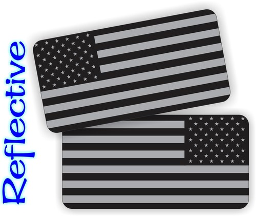 -2- REFLECTIVE Black Ops American Flag Hard Hat Helmet Decals Stickers Flags USA - Picture 1 of 1