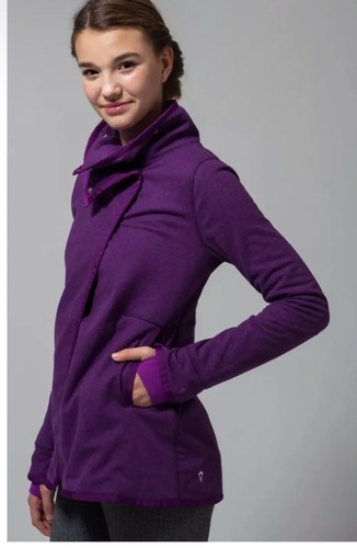 Ivivva Lululemon Big Business Wrap Girls Jacket Deep Violet Fleece Lined Sz 12 Y - Picture 14 of 15