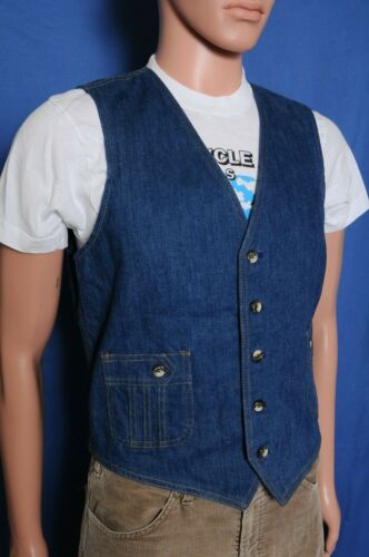 Vintage 70s Seperate Lee made in the USA blue denim men's vest S / 36 - Picture 1 of 6
