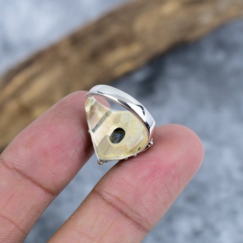 Handmade Lab Created Labradorite - Sterling Silver Band - Size 8.5 - Picture 2 of 8