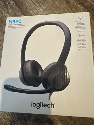 Logitech H390 Wired Headset for PC/Laptop, Stereo Headphones w Noise Cancelling