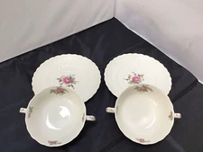 Billingsley Rose Pink Copeland Spode 2 Cream Soup Bowl Saucer Set England 70392.