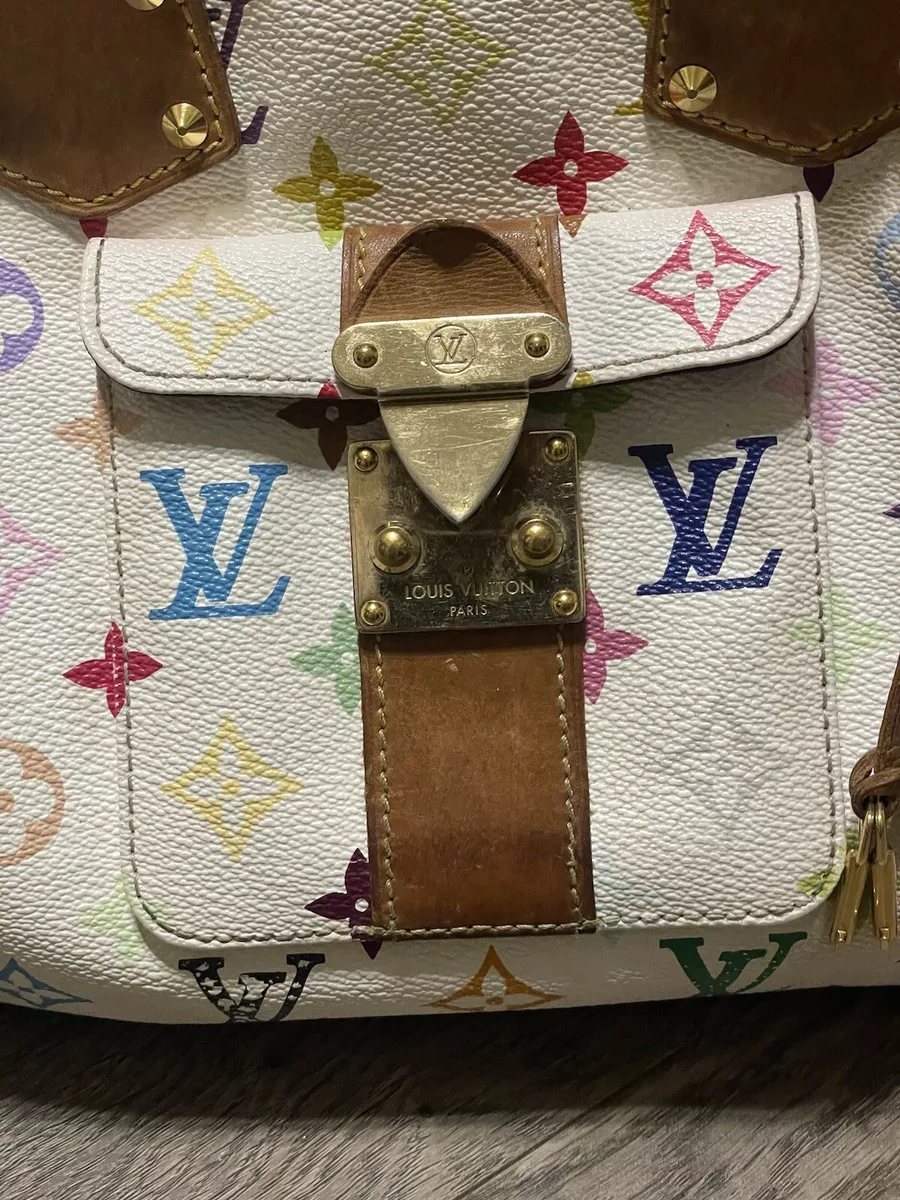 Louis Vuitton Speedy 30 Monogram Multicolor White Hand Bag White 