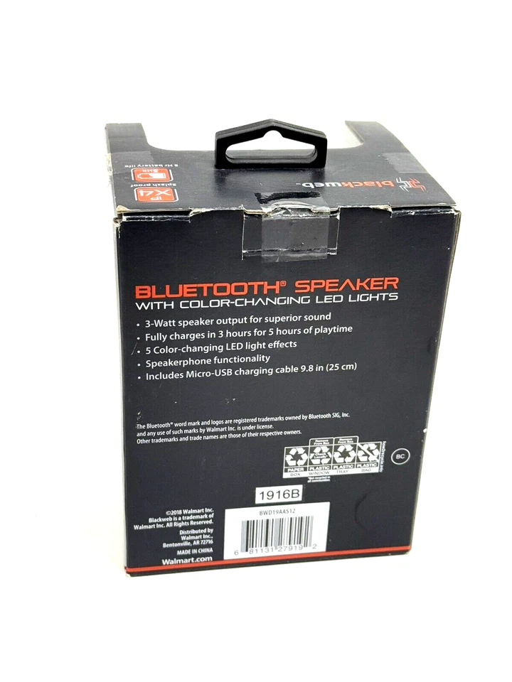 Blackweb Bluetooth Speaker LED multicolor Color Changing - Image 3 of 3