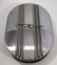 12" Nostalgia Custom Half Finned Polished Aluminum Air Cleaner Street Rat Rod