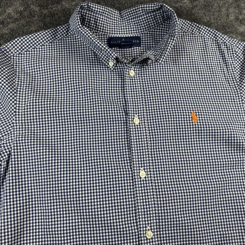 Ralph Lauren Shirt Teen XL (18-20) Blue Picnic Gingham Plaid Orange Pony - Picture 3 of 13