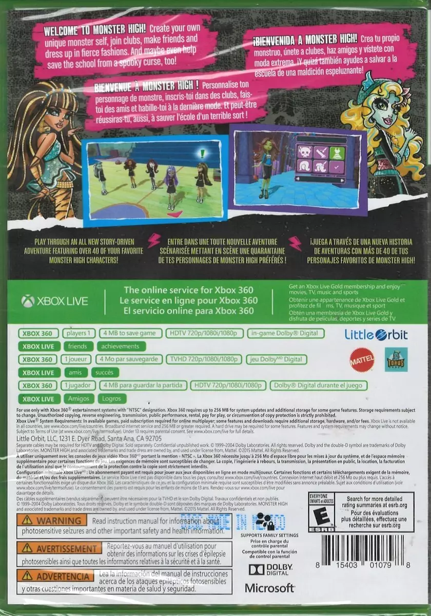 Monster high 2024 xbox 360
