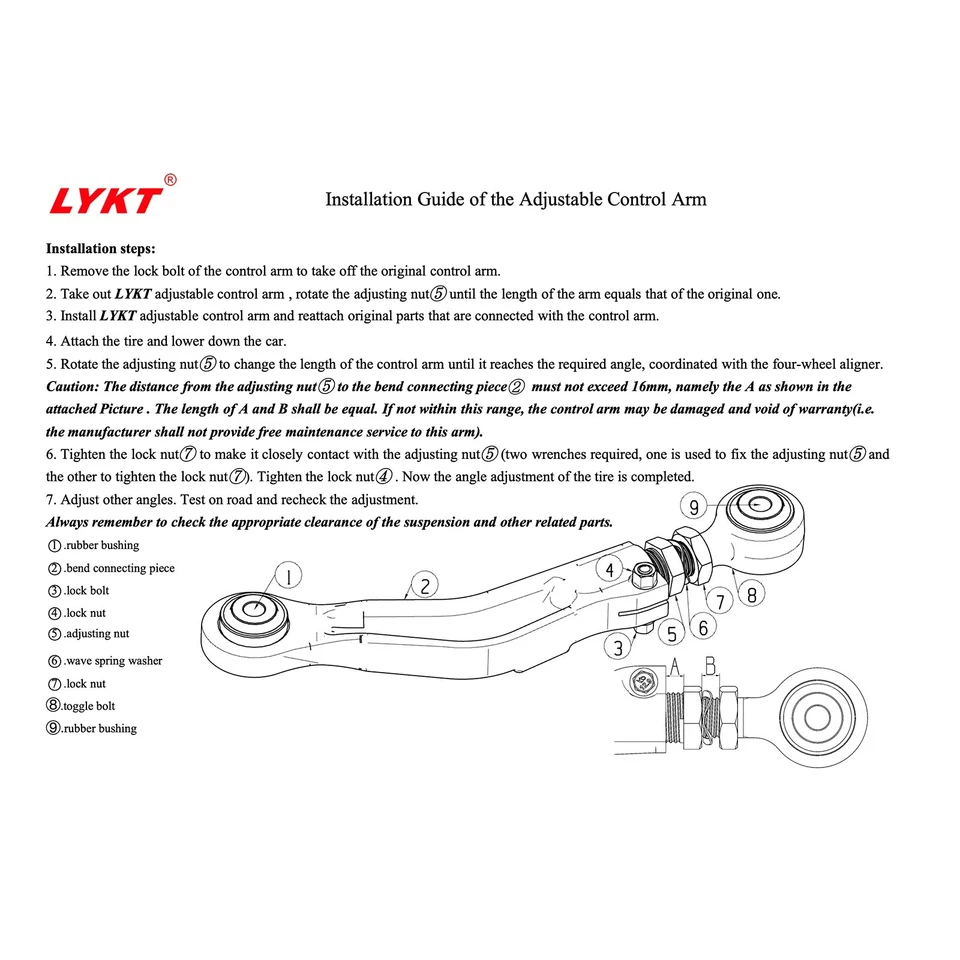 LYKT 2pcs Adjustable Arms Alignment Rear Camber Kit for Benz C、CLK、E、SL、SLK - Image 2 of 4