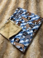 NEW Medium 28" x 48" Dog and Gold Print Dog Fleece Blanket