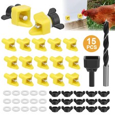 15Pcs Automatic Chicken Nipples Waterer with Drill Bits No Leak Poultry Drinking
