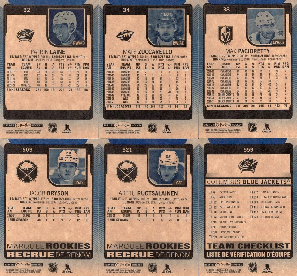 2021-22 O-PEE-CHEE  BLUE BORDER   #32 -- #559      ***YOU PICK*** - Image 2 of 2