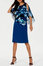 Women  s Formal Dress Size 8 P CONNECTED APPAREL Cape Teal Floral Evening Shift