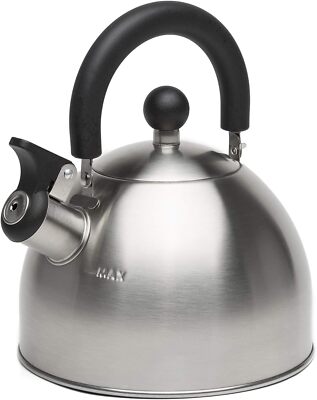 Primula Stewart 1.5 Quart Brushed Stainless Steel Whistling Stovetop Kettle