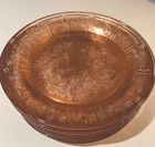 Federal Depression Glass Pink Sharon Cabbage Rose Desert Fruit Plates Set  Of 10