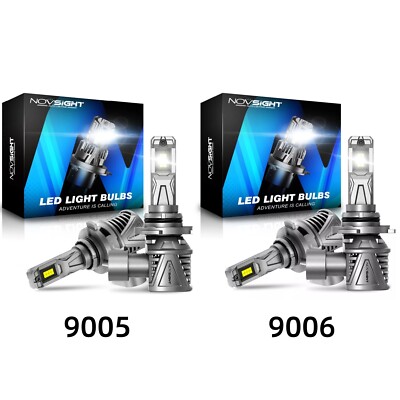 NOVSIGHT 9005+9006 LED Headlight Bulbs Kit High Low Beam 60W 15000LM 6500K