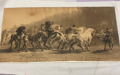 The Horse Fair Rosa Bonheur Engraved By C.G.Lewis Sepia Toned 28  X 13 3/4 